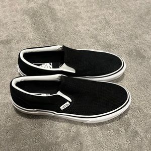 Womens Size 8 Black Suede Vans - Slip On